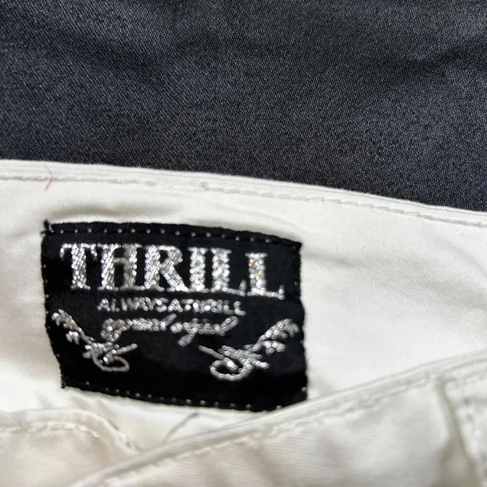 Thrill Women’s White Jean Shorts Size 12 Distressed Faux Hole Denim‎ Shorts
